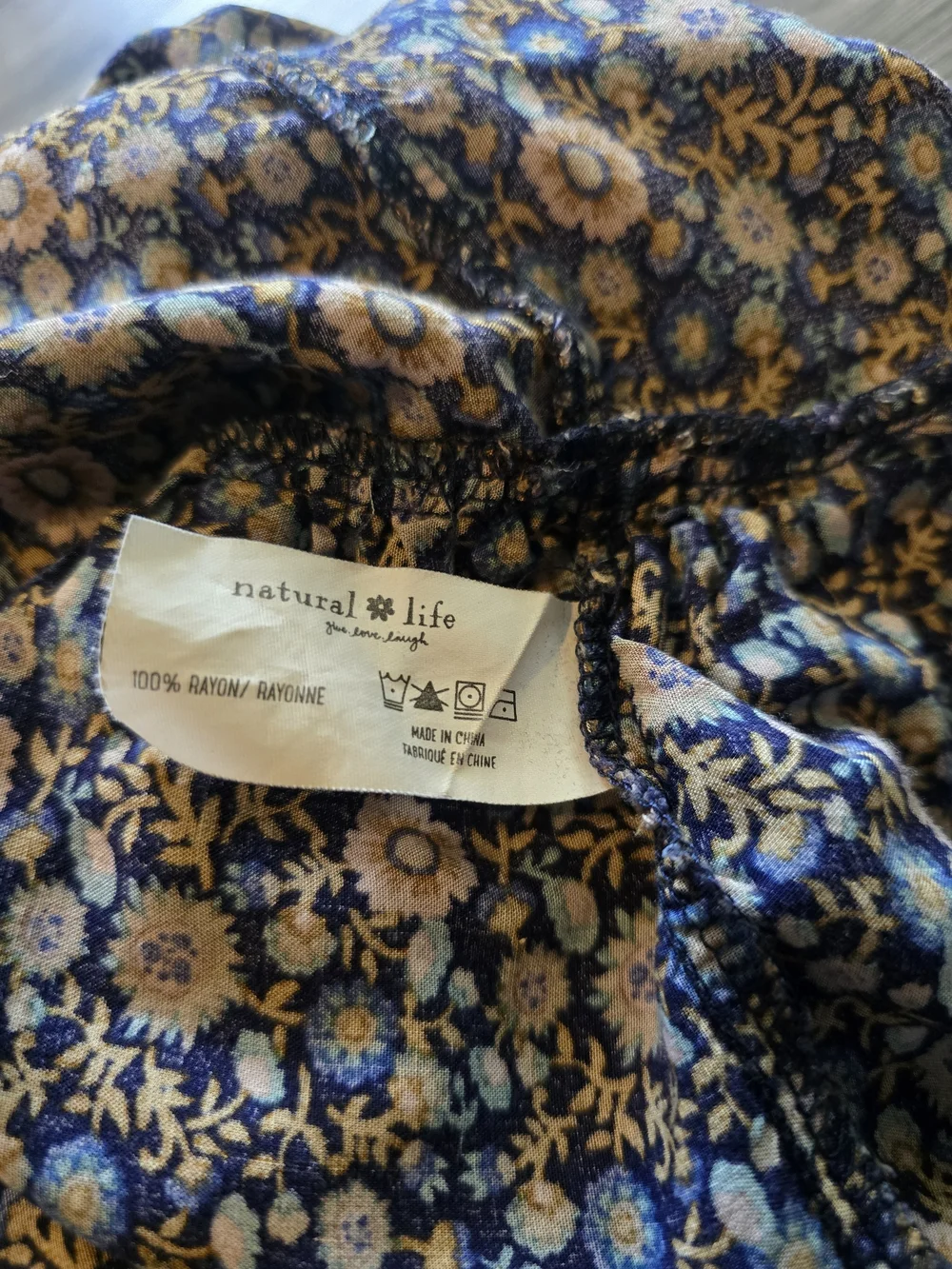 NATURAL LIFE Blue and Pink Floral Tiered Skirt
